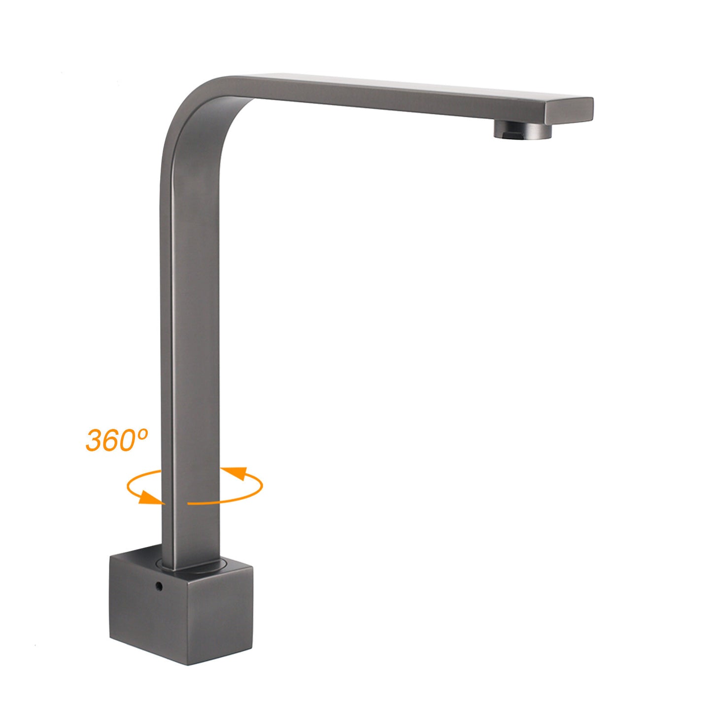 Gun Metal Square Bathroom Swivel Spout Gooseneck Arm Bathtub Filler Tap Outlet - Image 2