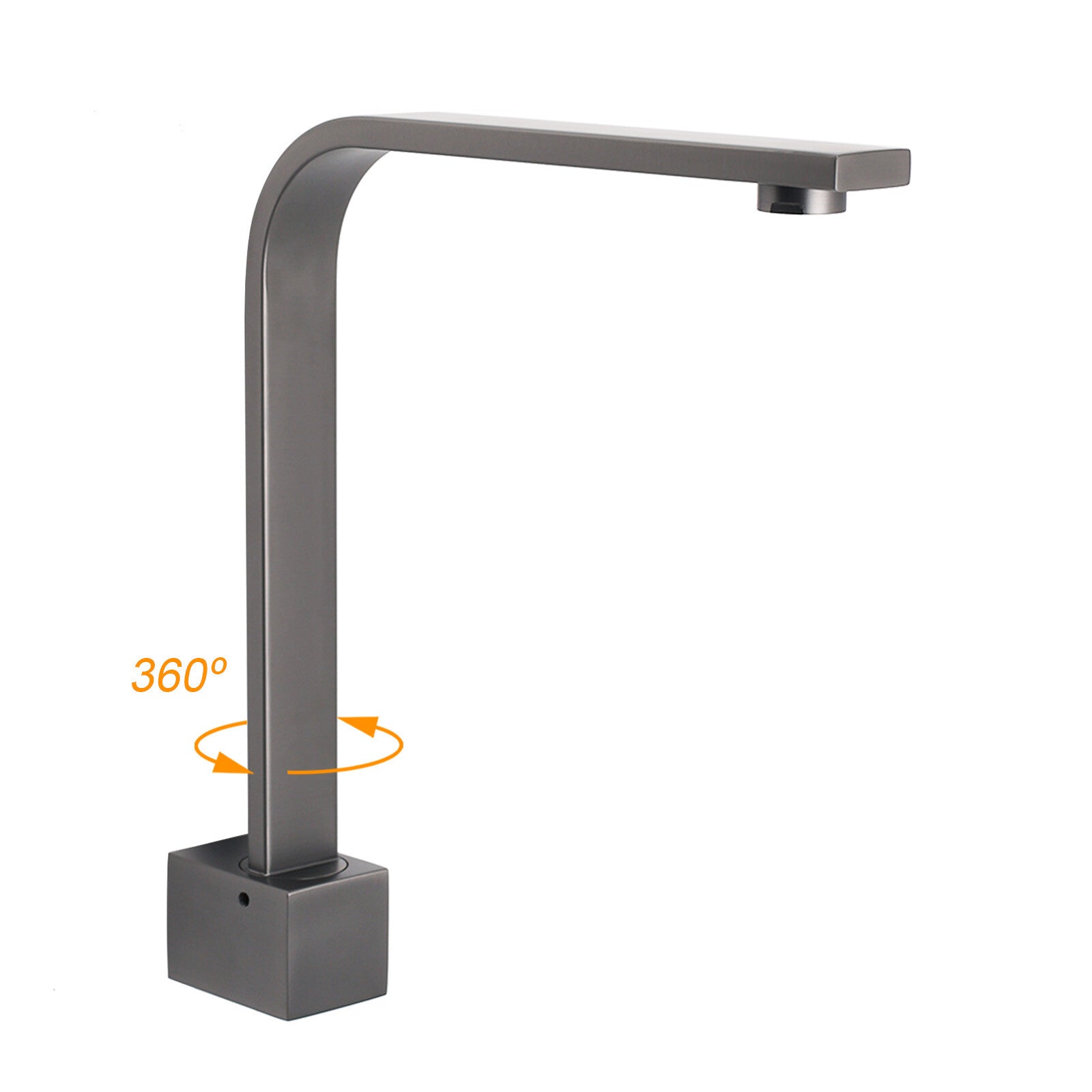 Gun Metal Square Bathroom Swivel Spout Gooseneck Arm Bathtub Filler Tap Outlet - Image 2