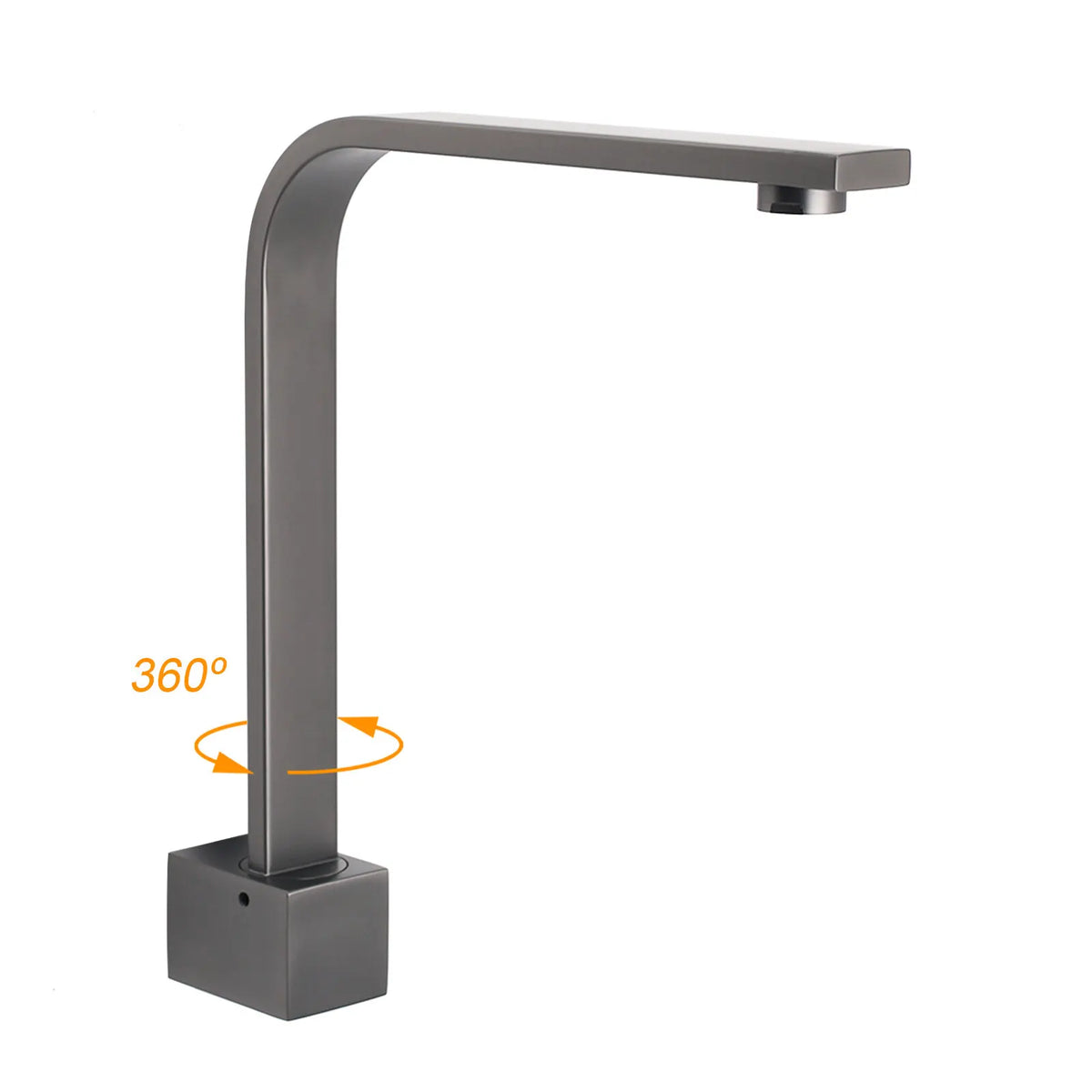Gun Metal Square Bathroom Swivel Spout Gooseneck Arm Bathtub Filler Tap Outlet - Image 2