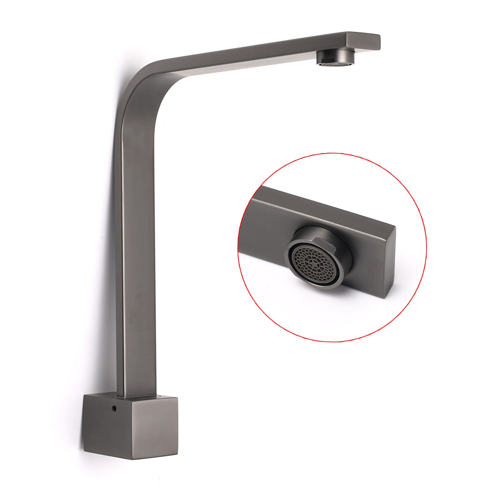 Gun Metal Square Bathroom Swivel Spout Gooseneck Arm Bathtub Filler Tap Outlet - Image 3