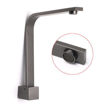 Gun Metal Square Bathroom Swivel Spout Gooseneck Arm Bathtub Filler Tap Outlet - Image 3