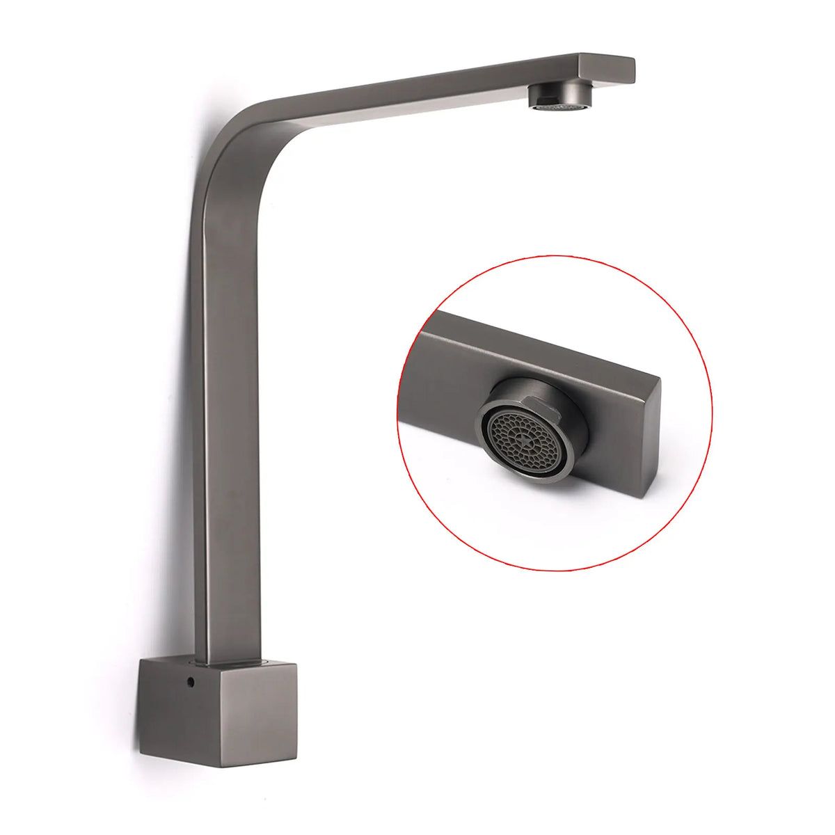 Gun Metal Square Bathroom Swivel Spout Gooseneck Arm Bathtub Filler Tap Outlet - Image 3