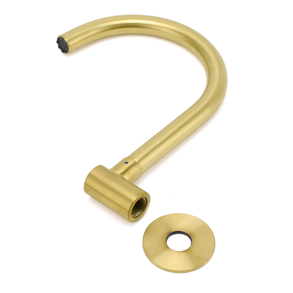 Brushed Gold Bath Tub Filler Round Gooseneck Arm Faucet Water Outlet Wall Spout - Image 4