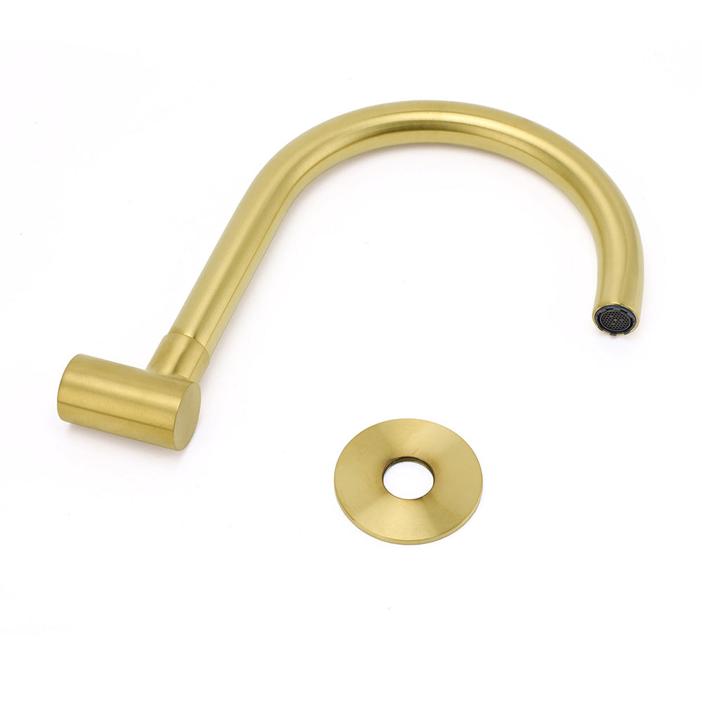 Brushed Gold Bath Tub Filler Round Gooseneck Arm Faucet Water Outlet Wall Spout - Image 6