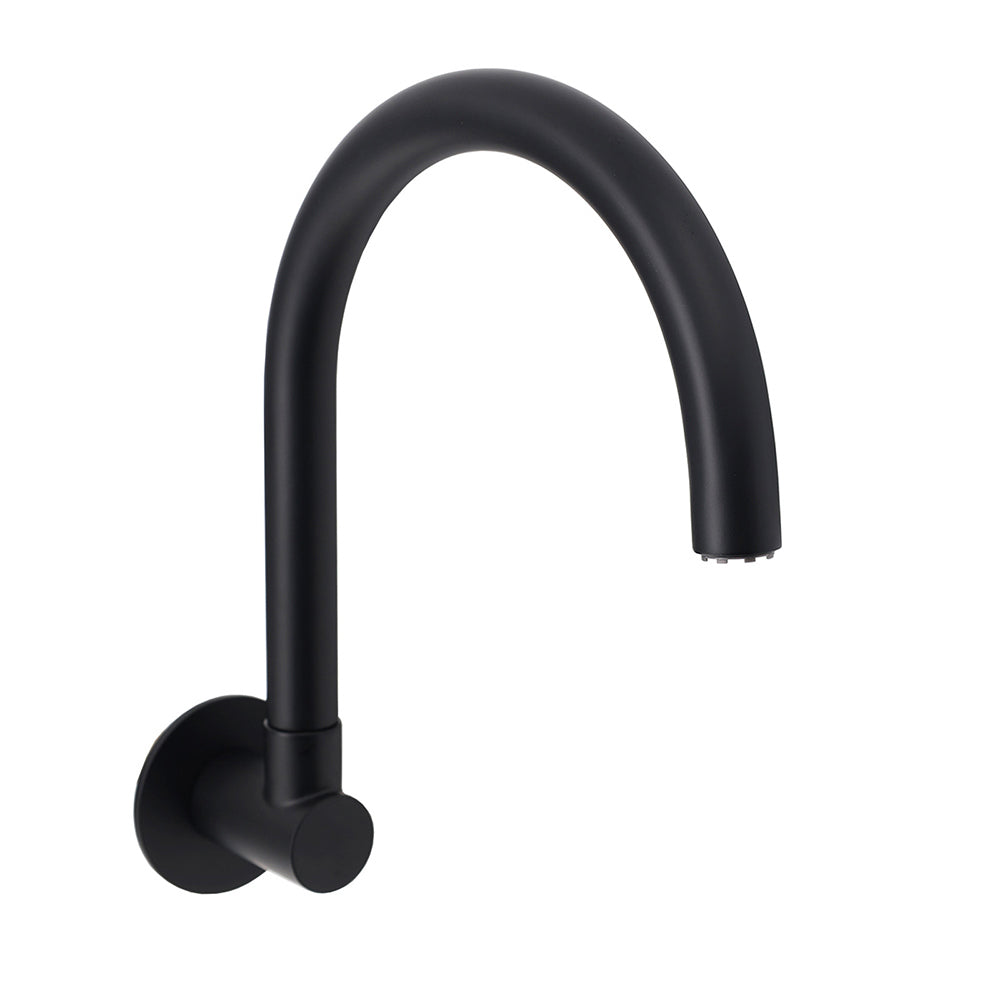 Matt Black Round Gooseneck Arm Faucet Outlet Wall Mounted Bath Tub Filler Spout - Image 2