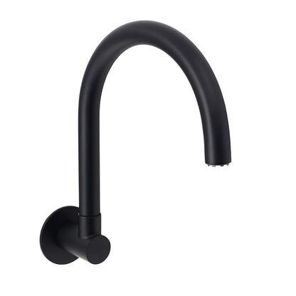 Matt Black Round Gooseneck Arm Faucet Outlet Wall Mounted Bath Tub Filler Spout - Image 2