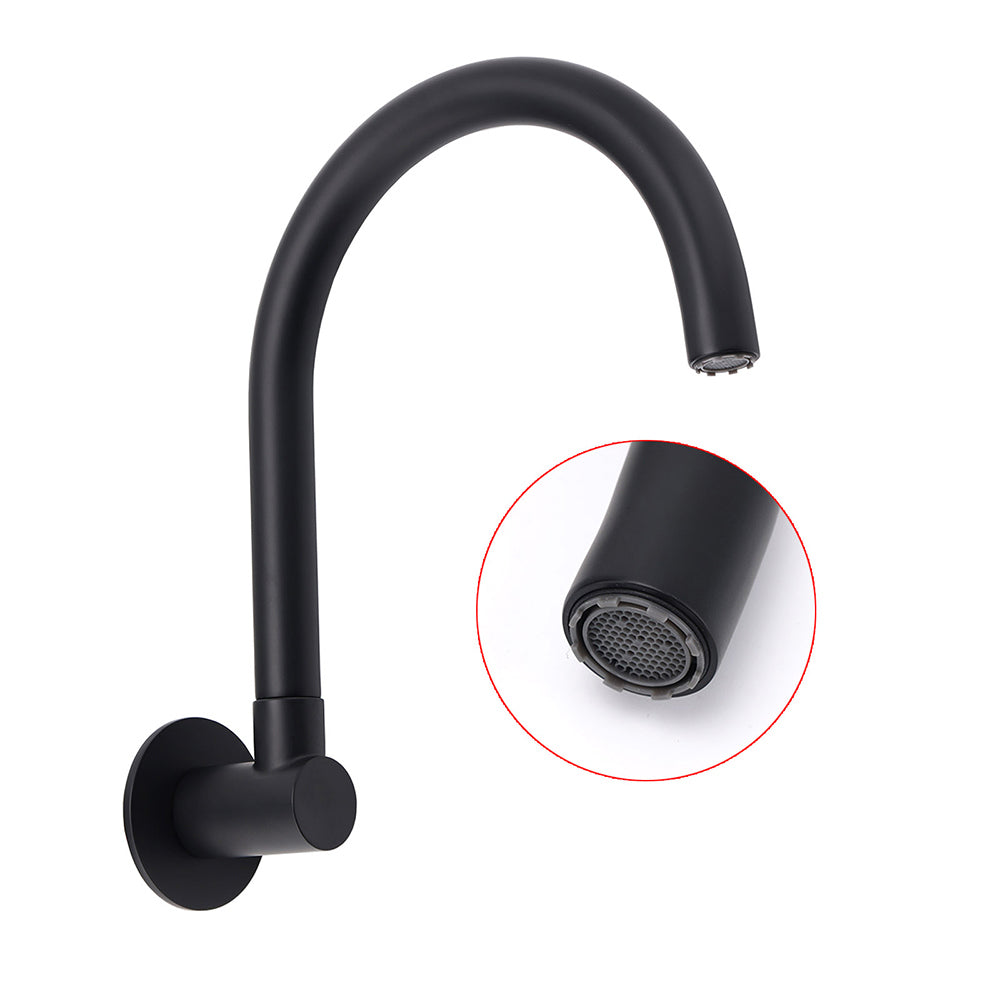 Matt Black Round Gooseneck Arm Faucet Outlet Wall Mounted Bath Tub Filler Spout - Image 3