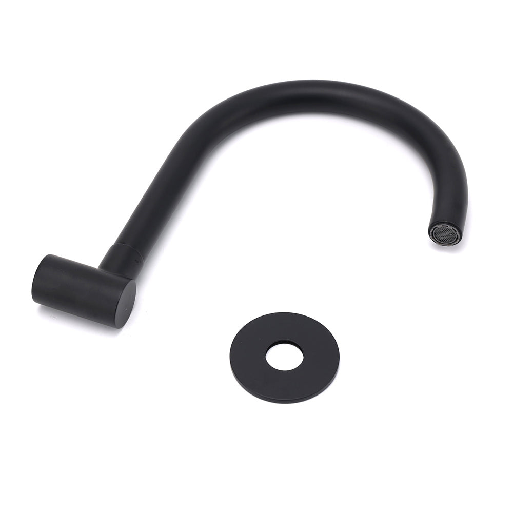 Matt Black Round Gooseneck Arm Faucet Outlet Wall Mounted Bath Tub Filler Spout - Image 4