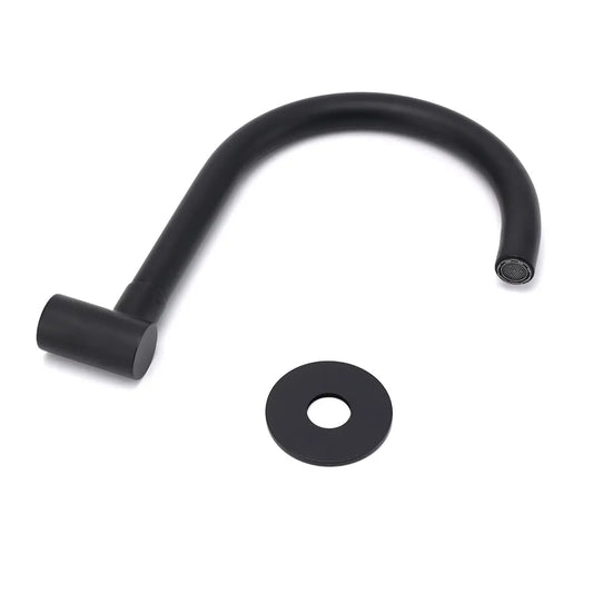 Matt Black Round Gooseneck Arm Faucet Outlet Wall Mounted Bath Tub Filler Spout - Image 5