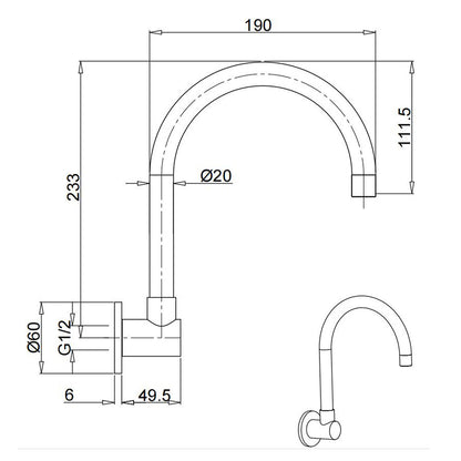 Matt Black Round Gooseneck Arm Faucet Outlet Wall Mounted Bath Tub Filler Spout - Image 5