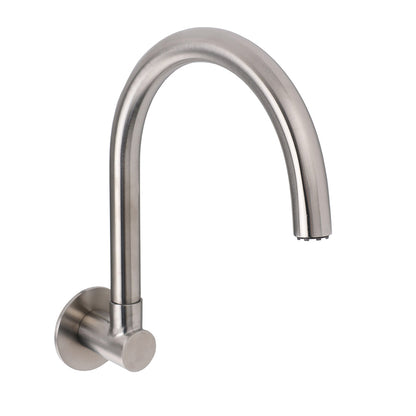 Brushed Nickel Round Gooseneck Arm Faucet Water Outlet Wall Mount Bathtub Spout - Image 2