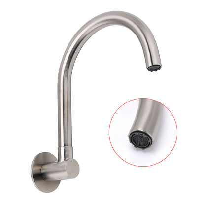 Brushed Nickel Round Gooseneck Arm Faucet Water Outlet Wall Mount Bathtub Spout - Image 3
