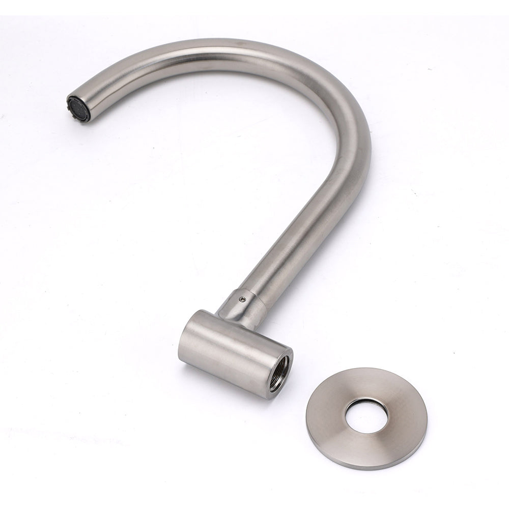 Brushed Nickel Round Gooseneck Arm Faucet Water Outlet Wall Mount Bathtub Spout - Image 4