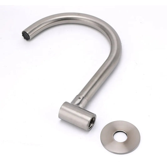 Brushed Nickel Round Gooseneck Arm Faucet Water Outlet Wall Mount Bathtub Spout - Image 4