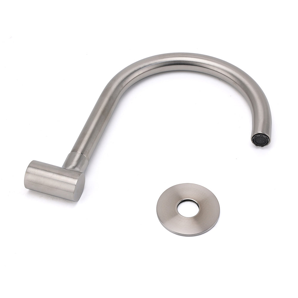 Brushed Nickel Round Gooseneck Arm Faucet Water Outlet Wall Mount Bathtub Spout - Image 5