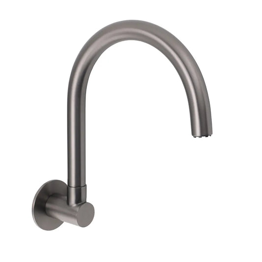 Gun Metal Bathroom Tub Filler Round Gooseneck Arm Faucet Water Outlet Wall Spout - Image 2
