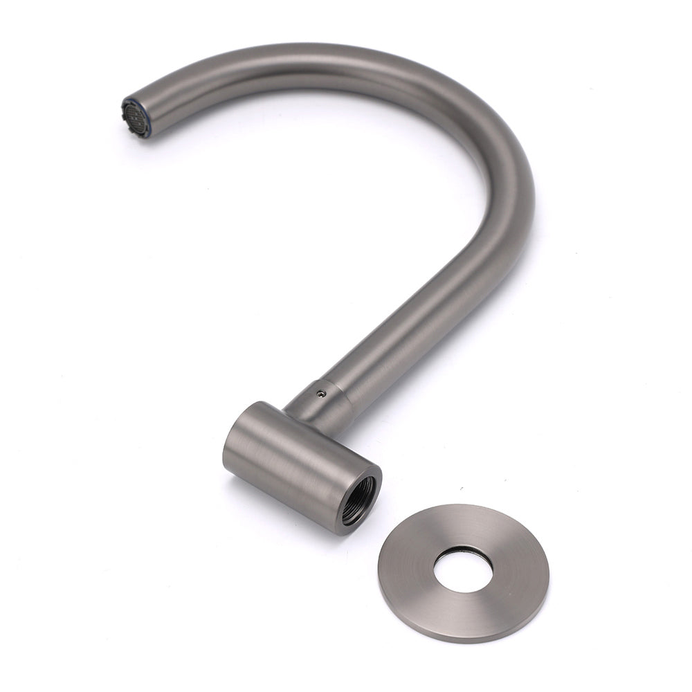 Gun Metal Bathroom Tub Filler Round Gooseneck Arm Faucet Water Outlet Wall Spout - Image 4