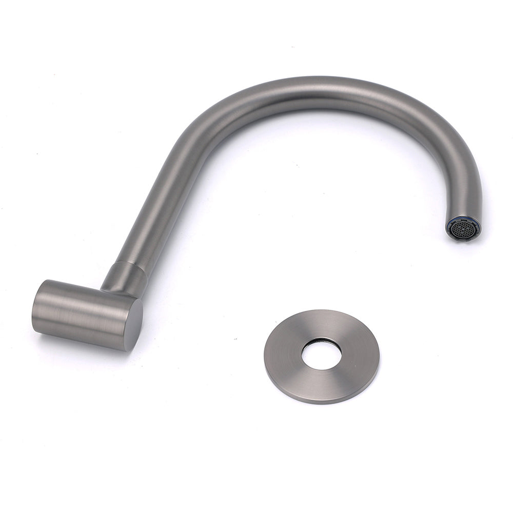 Gun Metal Bathroom Tub Filler Round Gooseneck Arm Faucet Water Outlet Wall Spout - Image 5