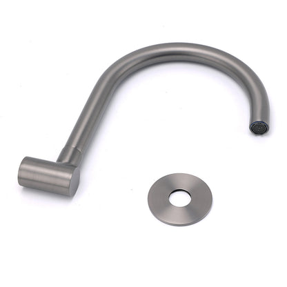 Gun Metal Bathroom Tub Filler Round Gooseneck Arm Faucet Water Outlet Wall Spout - Image 5