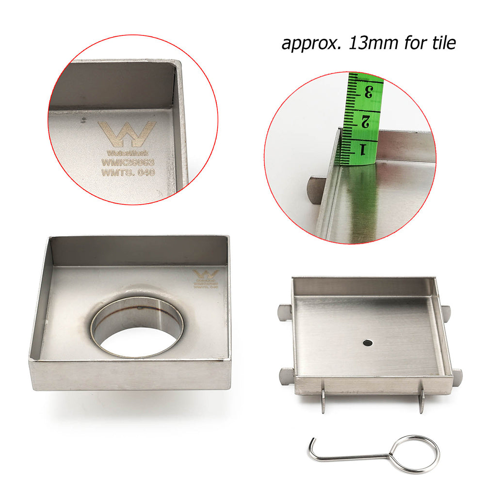 Stainless Steel 100mm Square Tile Insert Shower Grate Floor Drain 50mm Outlet - Image 3