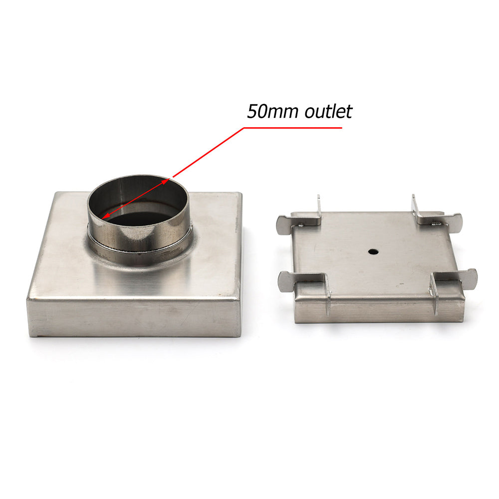Stainless Steel 100mm Square Tile Insert Shower Grate Floor Drain 50mm Outlet - Image 4