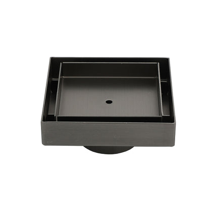 Gun Metal 100mm Square Tile Insert Floor Drain Small Shower Grate 50mm Waste Set