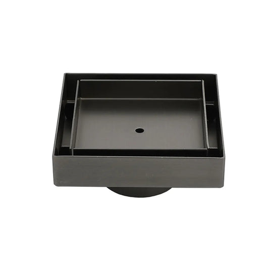 Gun Metal 100mm Square Tile Insert Floor Drain Small Shower Grate 50mm Waste Set
