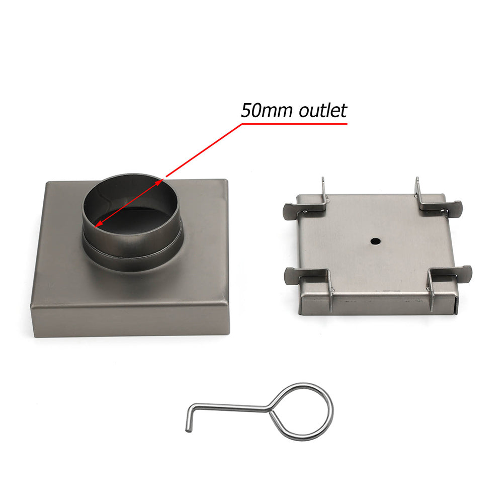 Gun Metal 100mm Square Tile Insert Floor Drain Small Shower Grate 50mm Waste Set - Image 3