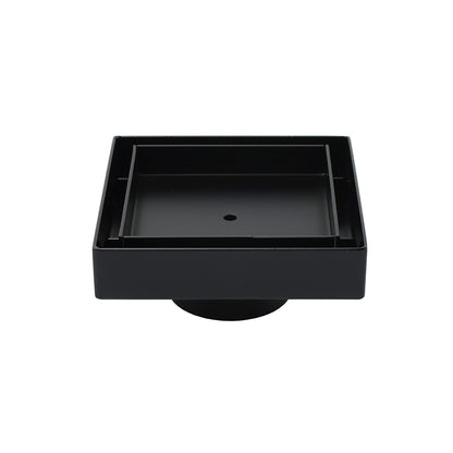 WaterMark Matt Black 100x100mm Square Tile Insert Shower Grate Floor Drain 50mm Waste