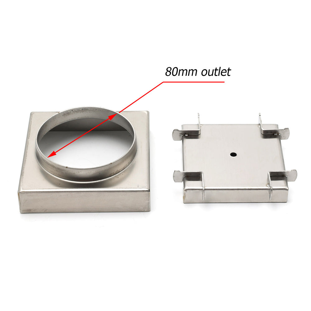 WaterMark Brushed 100mm Square Tile Insert Shower Grate Floor Drain 80mm Waste - Image 3