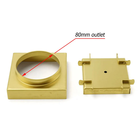 Brushed Gold 100x100mm Tile Insert Floor Drain Square Shower Grate 80mm Waste - Image 4
