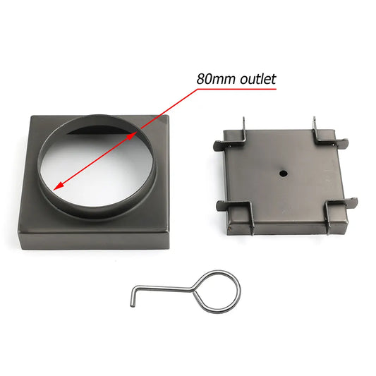 Gun Metal 100x100mm Square Tile Insert Floor Drain Small Shower Grate 80mm Waste - Image 4