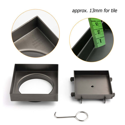 Gun Metal 100x100mm Square Tile Insert Floor Drain Small Shower Grate 80mm Waste - Image 4