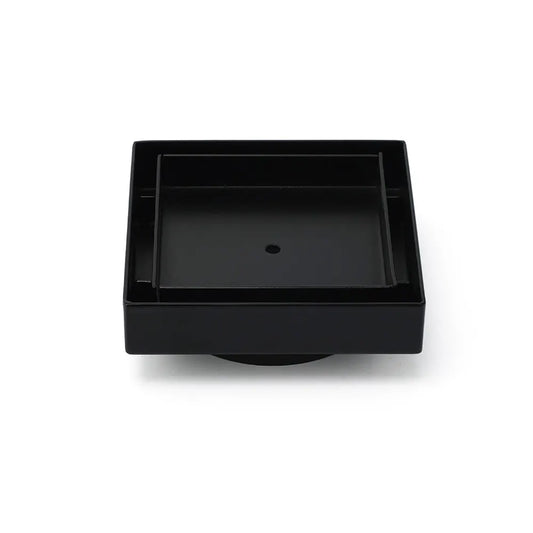 Matt Black Square 100x100mm Tile Insert Floor Drain Shower Grate 80mm Outlet Waste