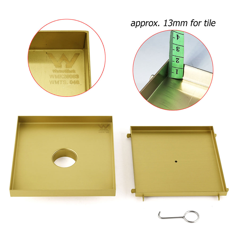 Brushed Gold Large 200mm Tile Insert Floor Drain Shower Grate 50mm Waste Outet - Image 3