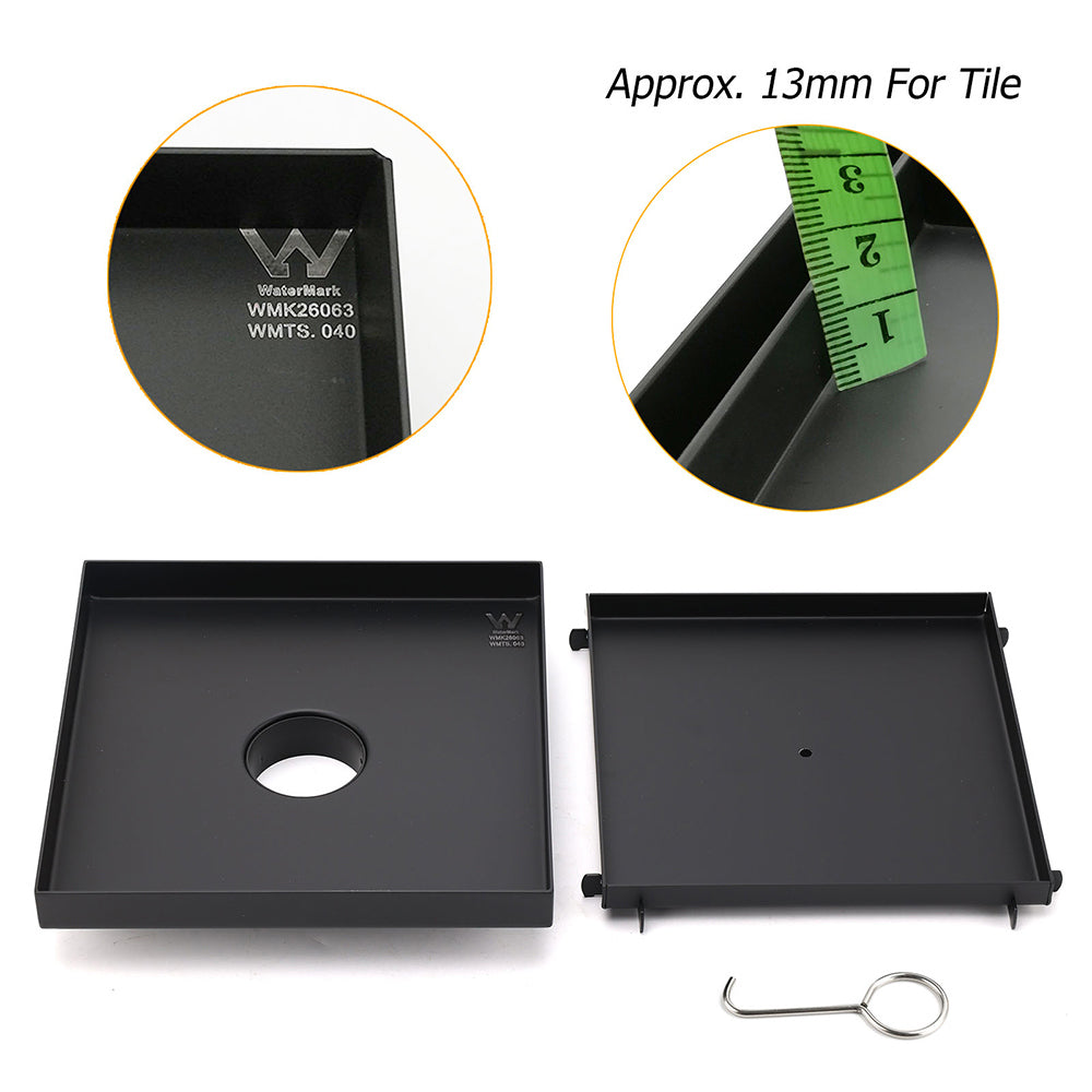 Matt Black Bathroom Big 200mm Tile Insert Floor Drain Shower Grate 50mm Outlet - Image 3
