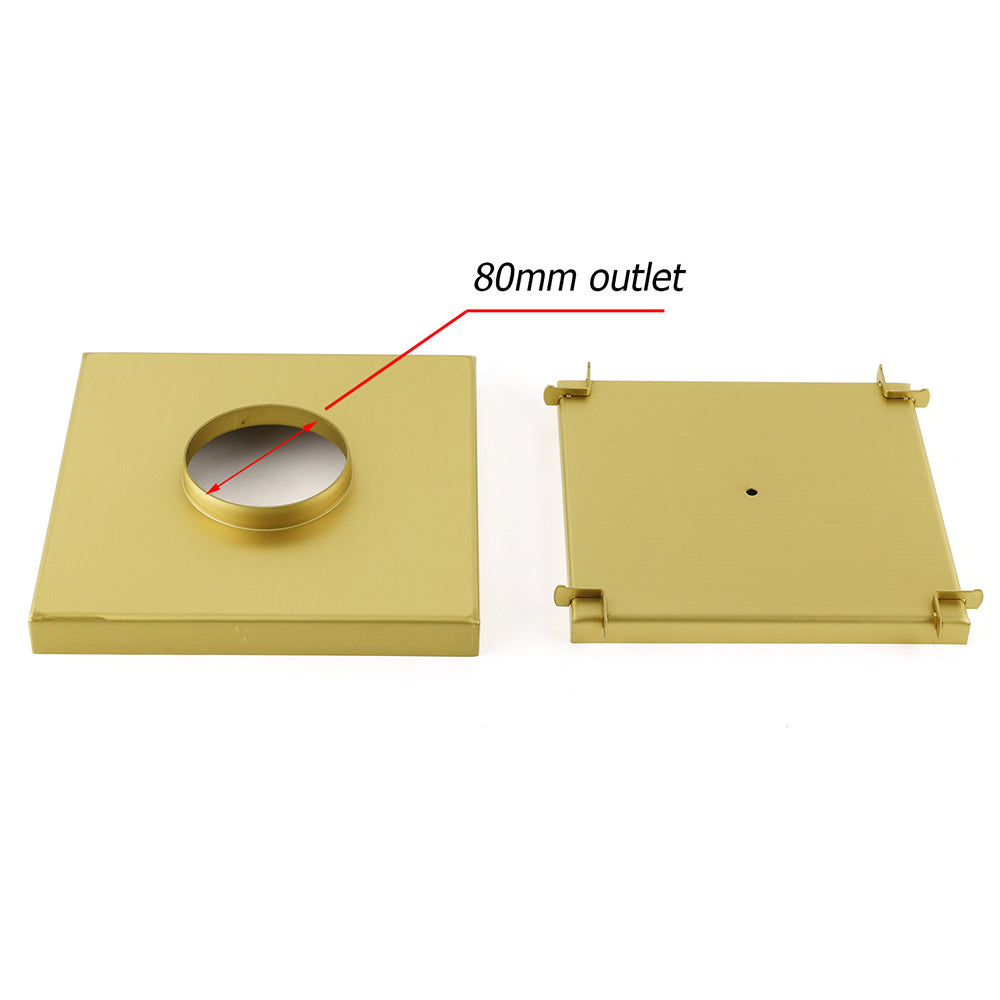 Brushed Gold Large 200mm Tile Insert Bathroom Floor Drain Grate 80mm Waste Outet - Image 4