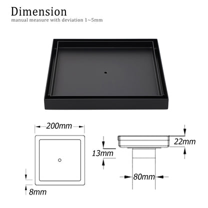 Watermark Matt Black Large 200mm Tile Insert Floor Drain Shower Grate 80mm Waste - Image 2