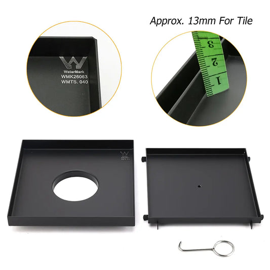 Watermark Matt Black Large 200mm Tile Insert Floor Drain Shower Grate 80mm Waste - Image 3