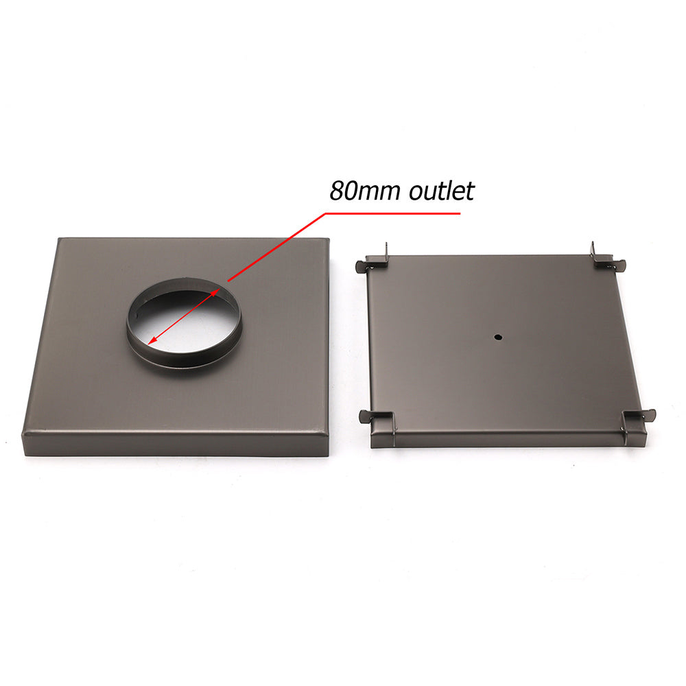 Gun Metal Large Square 200x200mm Tile Insert Floor Drain Shower Grate 80mm Waste - Image 3