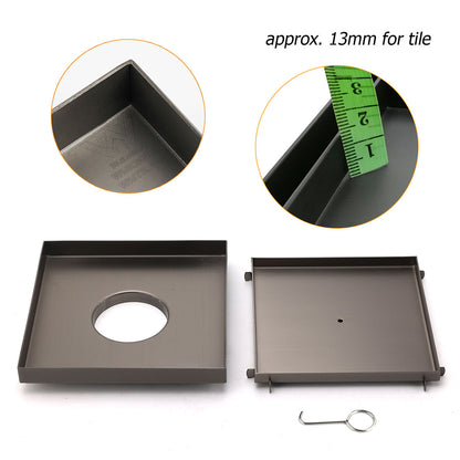 Gun Metal Large Square 200x200mm Tile Insert Floor Drain Shower Grate 80mm Waste - Image 4