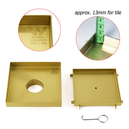 Brushed Gold Square 150x150mm Tile Insert Floor Drain Shower Grate 50mm Waste - Image 3