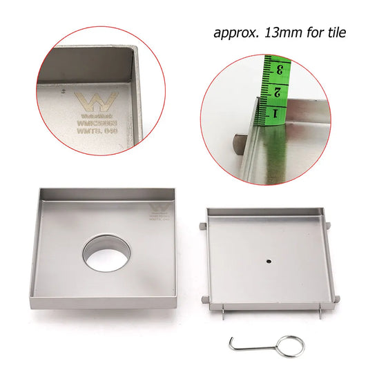 150x150mm Square Tile Insert Floor Drain Stainless Steel Shower Grate 50mm Waste - Image 3