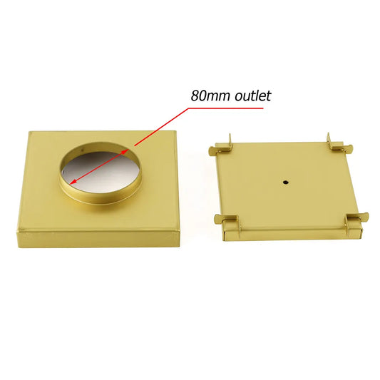 Brushed Gold 150x150mm Tile Insert Floor Drain Shower Grate 80mm Waste Watermark - Image 4