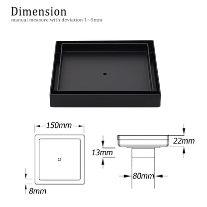 Watermark Black 150x150mm Tile Insert Floor Drain Shower Grate 80mm Waste Outlet - Image 2