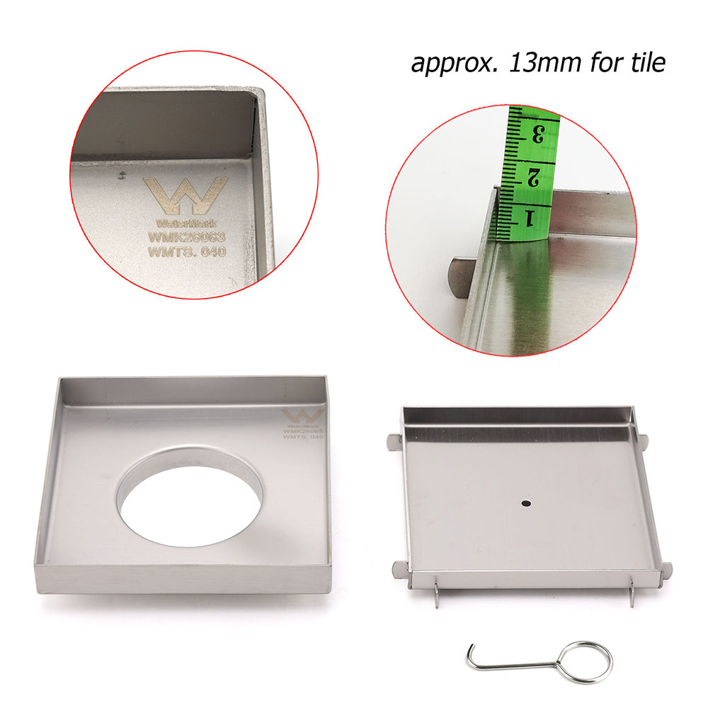 Square 150x150mm Tile Insert Floor Drain 80mm Waste Stainless Steel Shower Grate - Image 3
