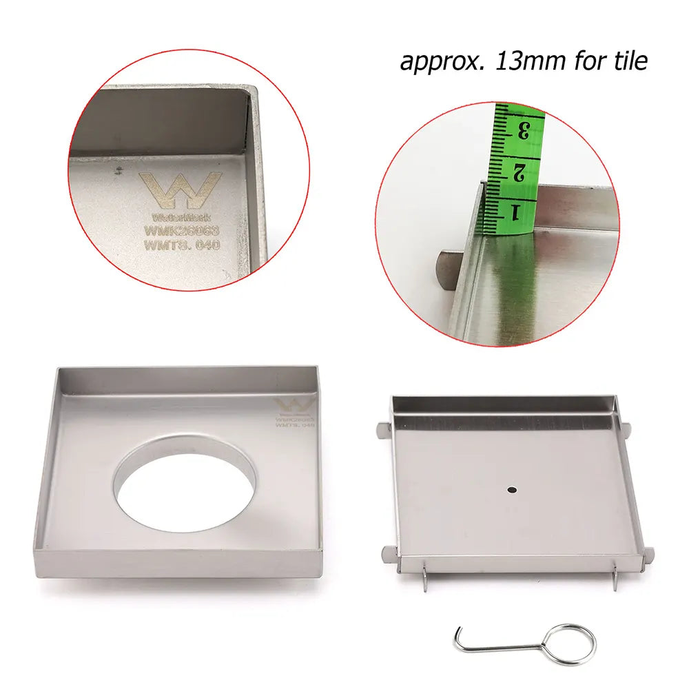 Square 150x150mm Tile Insert Floor Drain 80mm Waste Stainless Steel Shower Grate - Image 3
