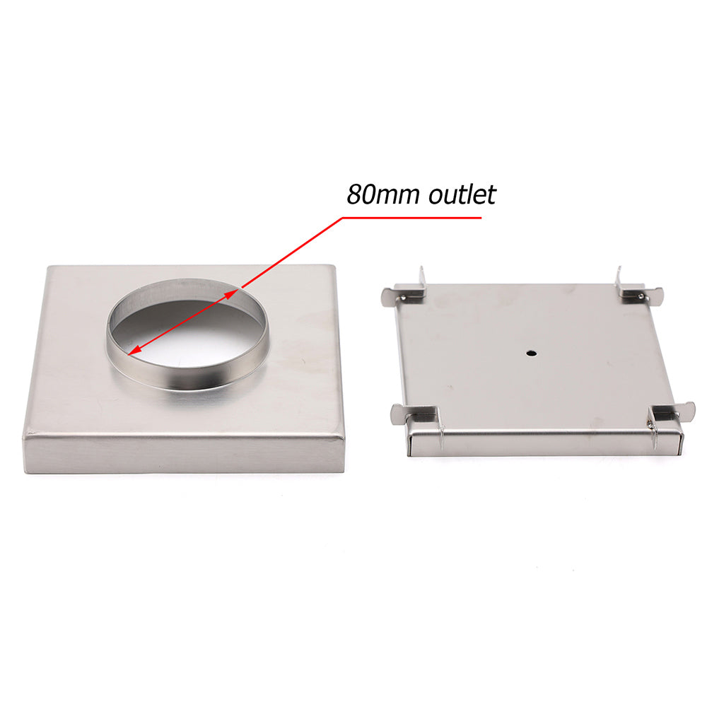 Square 150x150mm Tile Insert Floor Drain 80mm Waste Stainless Steel Shower Grate - Image 4