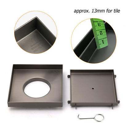 Bathroom Gun Metal 150mm Tile Insert Floor Drain Shower Grate 80mm Waste Outlet - Image 3