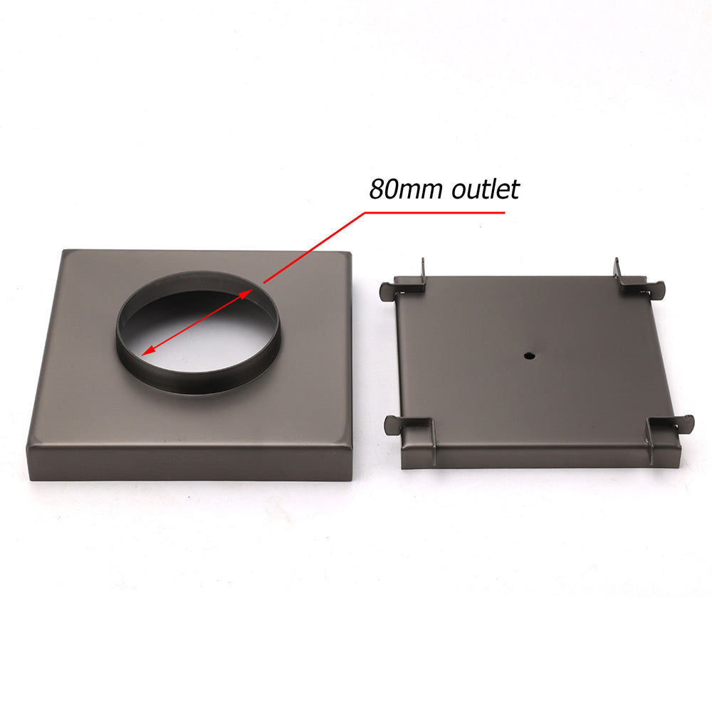 Bathroom Gun Metal 150mm Tile Insert Floor Drain Shower Grate 80mm Waste Outlet - Image 4